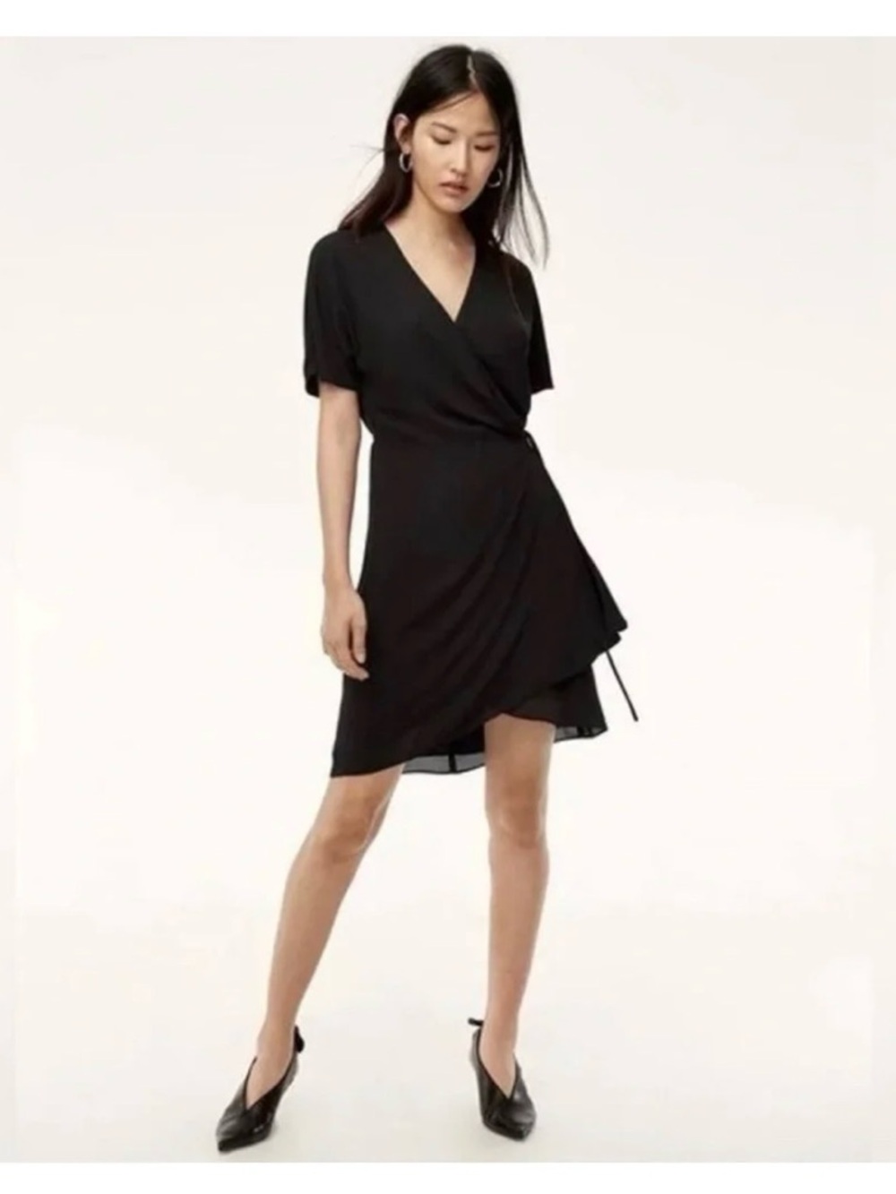 Babaton Black Mini Wrap Dress